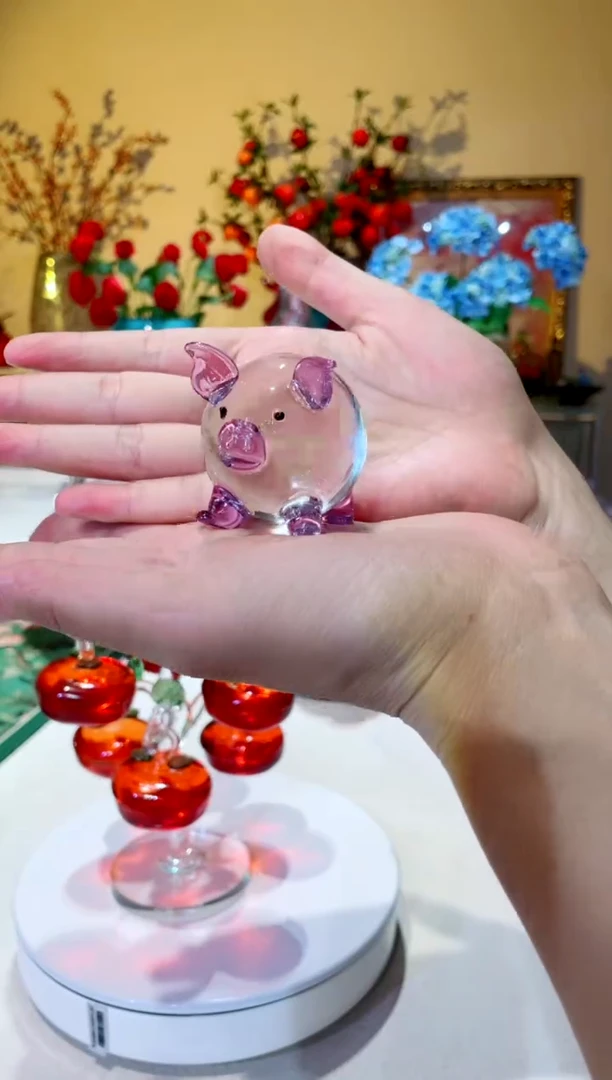 琉璃手工艺品紫色生肖猪