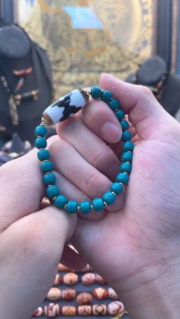 未镶嵌颈饰玛瑙/玉髓（覆膜）坛城·三眼手串