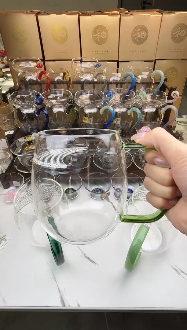 手工艺品玻璃安*禾器 澄然煮茶器湖绿 普通盒
