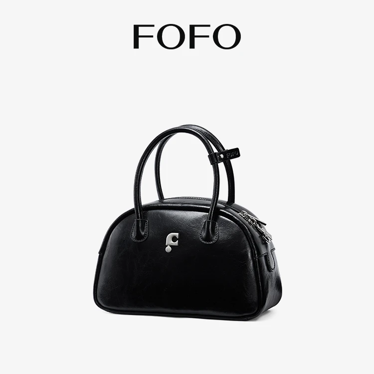 FOFO小号保龄球包原创油蜡牛皮枕头包手拎斜挎包手提波士顿包.