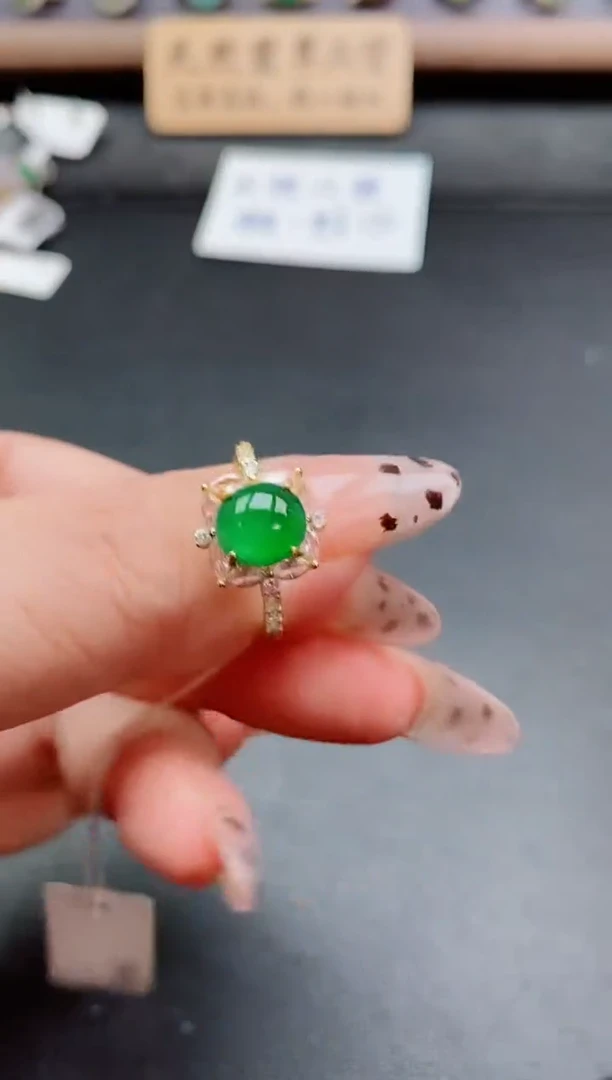 银S925镶嵌戒指翡翠1