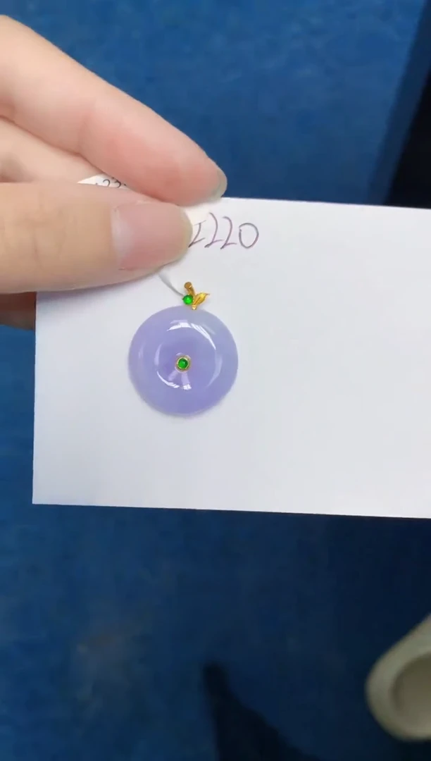 翡翠18K金镶嵌颈饰天然缅甸翡翠A货