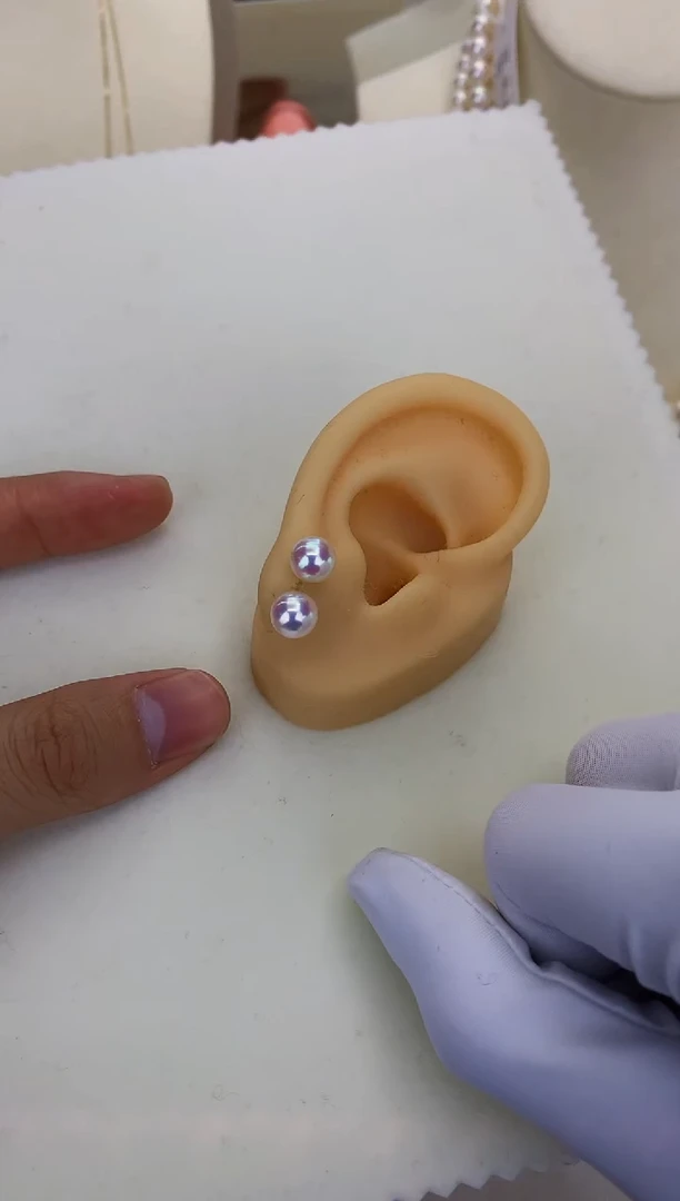 18K金镶嵌DA海水珍珠 GD002 7-8 素钉定制