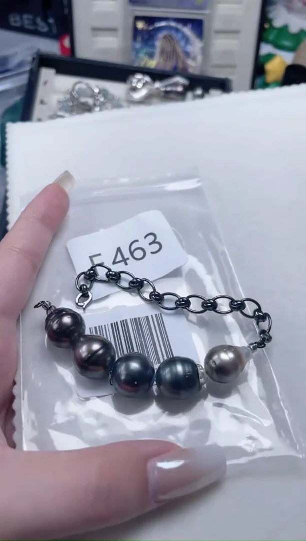 银S925镶嵌手链海水珍珠E463