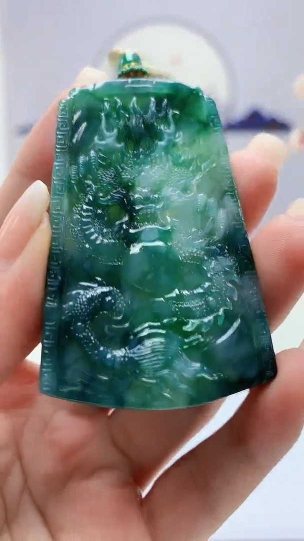 定制翡翠未镶嵌5028ms-毛货77龙牌
