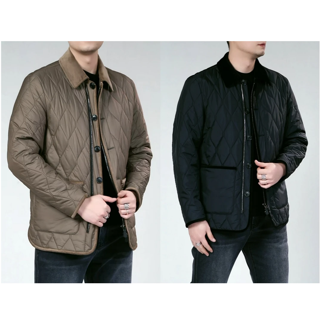 福利款/提瑞男士时尚棉服241037轻奢男装纹理翻领休闲棉服