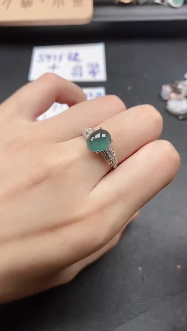 翡翠戒指银S925镶嵌51511