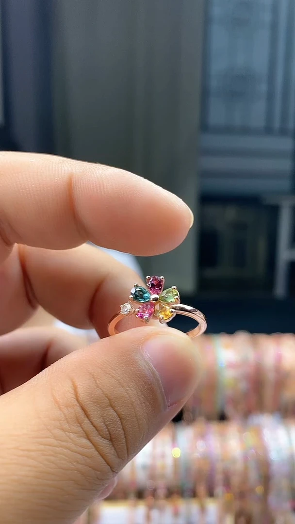 【闪购商品】碧玺戒指银S925镶嵌354354345354