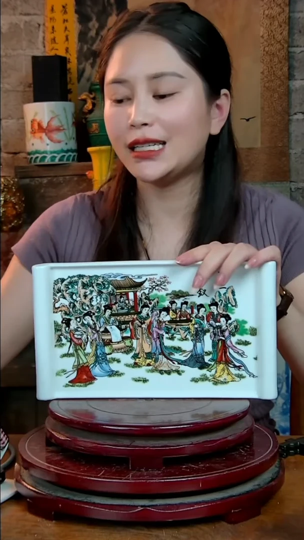 摆件景德镇陶瓷12金钗茶盘