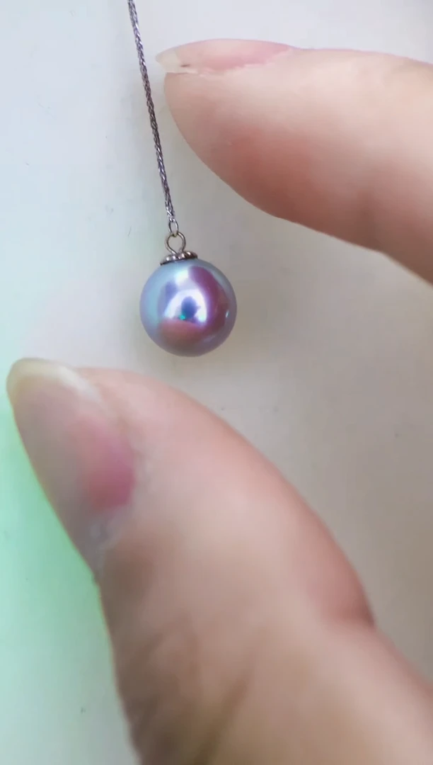 未镶嵌海水珍珠akoyaY字链款灰珠吊坠8-9mm