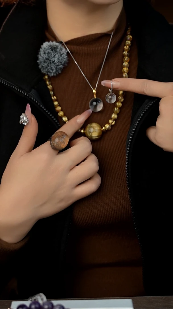 银S925镶嵌耳饰水晶05天然水晶耳饰送项链