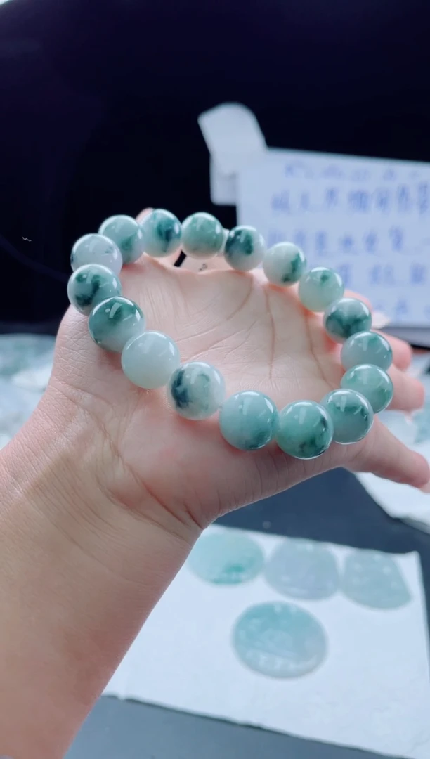 未镶嵌定制翡翠珠串12.9