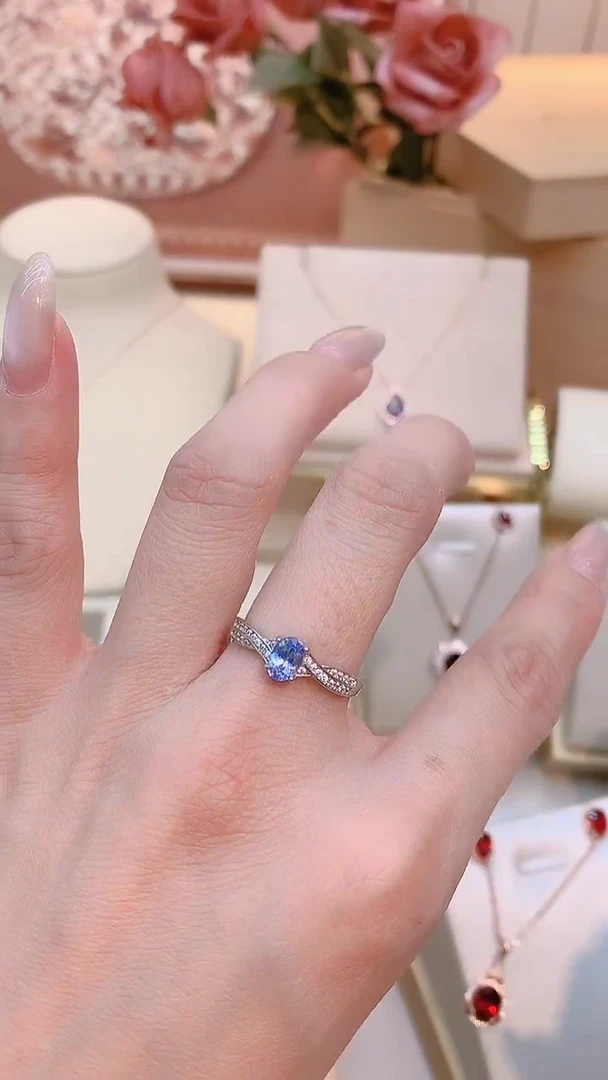 银S925镶嵌戒指坦桑石坦桑石