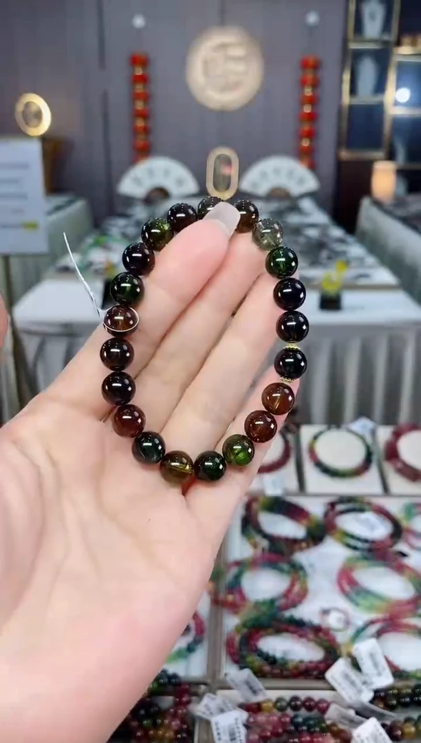 收藏级老矿碧玺单圈手串9mm+未镶嵌碧玺hon多样性发一条