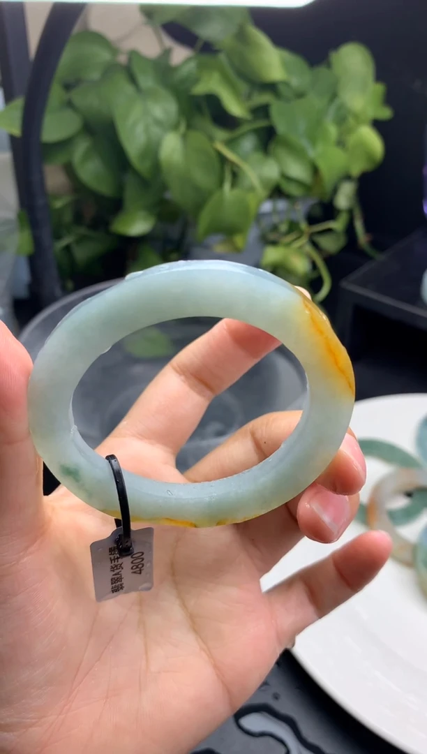 【闪购商品】定制翡翠翡翠手镯定制未镶嵌黄加绿50-54