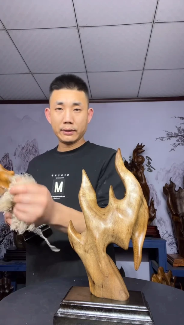 金丝楠木雕款缘***你金丝楠木工艺品摆件