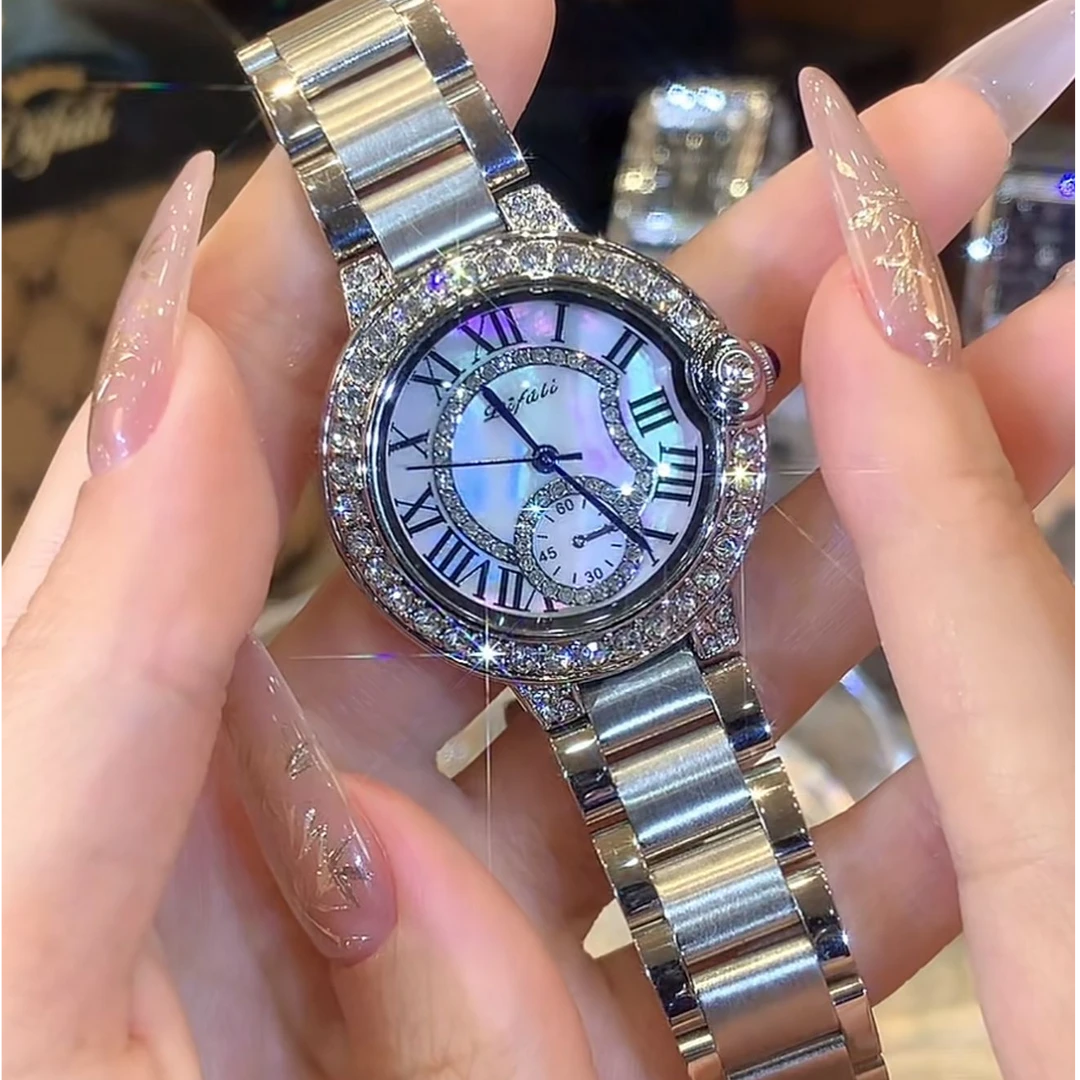 【66专属】新款轻奢时尚镶钻女士告白气球石英防水钢带腕表夏日百搭