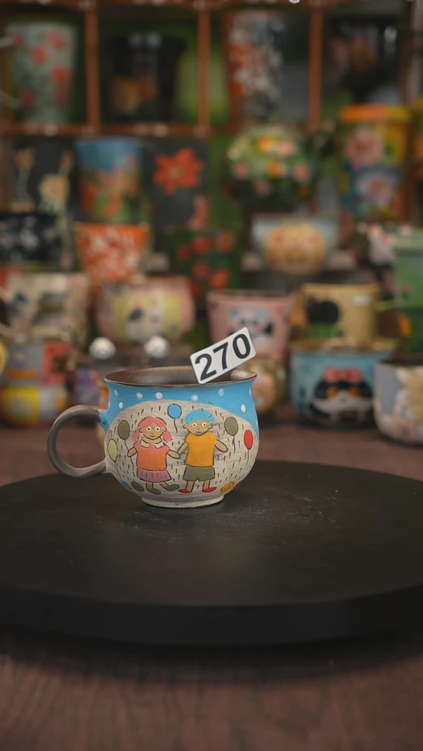 紫砂油画手绘釉下彩脏脏杯270