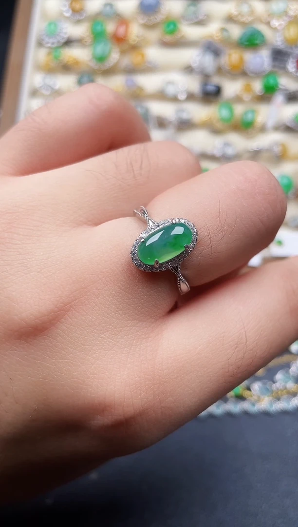 银S925镶嵌戒指翡翠30