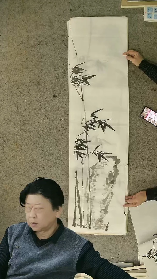 国画四尺对开  墨竹条屏 34*138cm