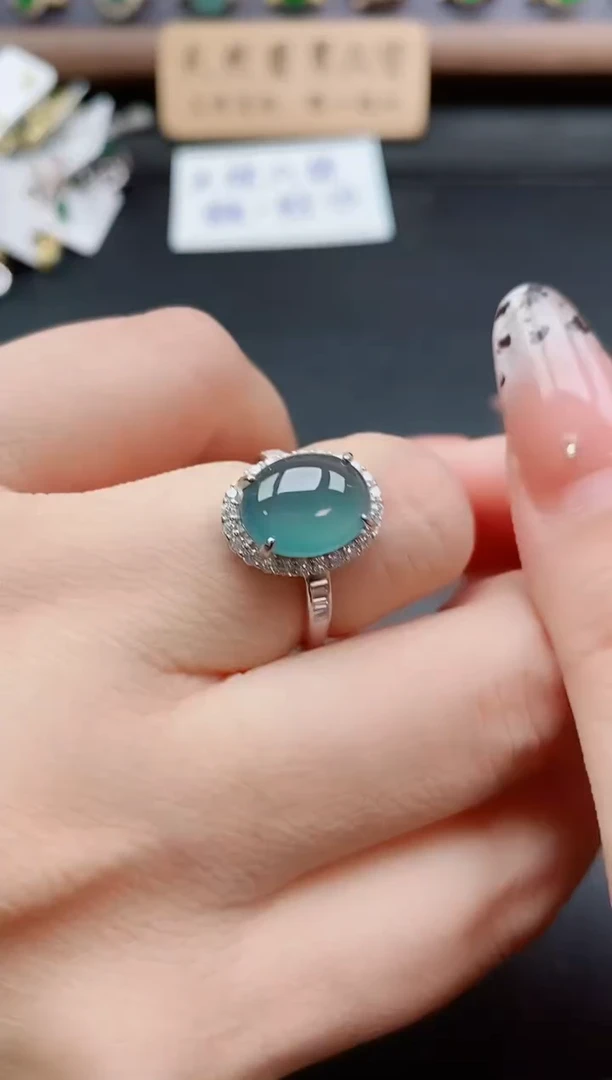 银S925镶嵌戒指翡翠1