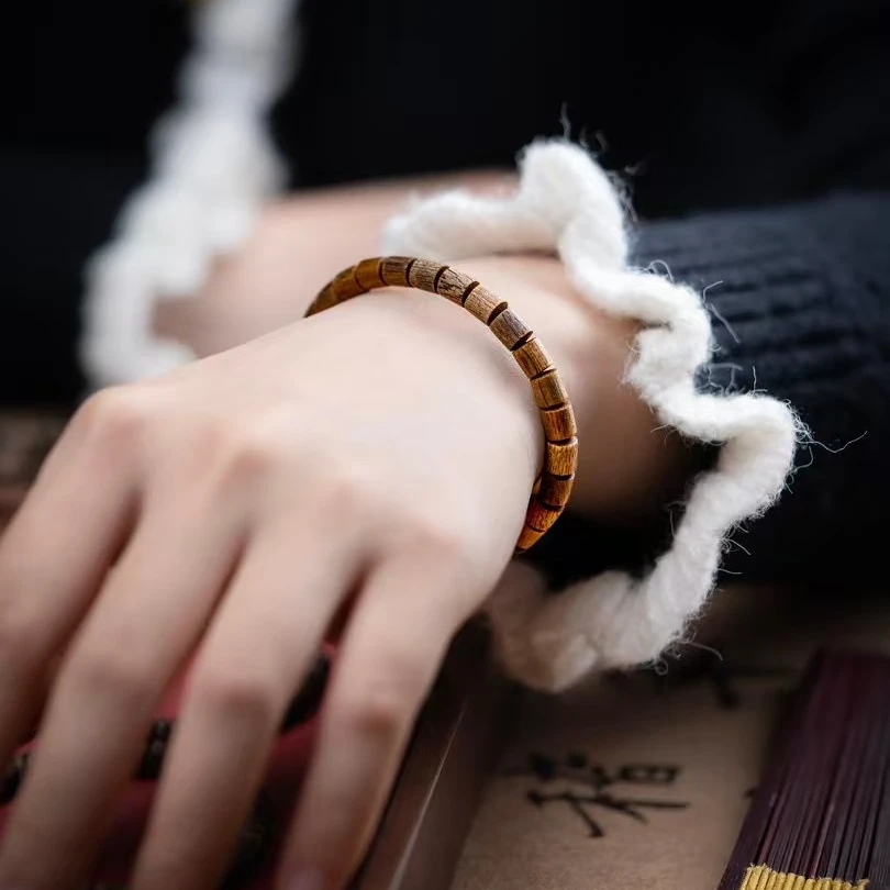 增香沉香木质非遗Y料芽莊女帝蕾蕾BQ陳水圆柱随型单圈（纹理随机）