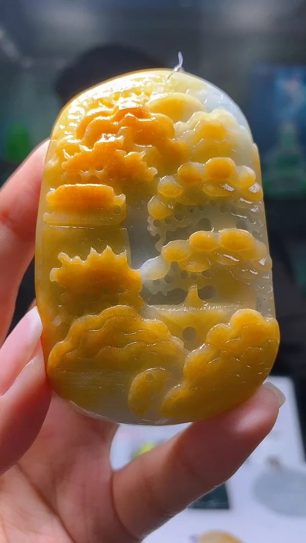 未镶嵌定制翡翠KK翡翠毛货吊坠-6