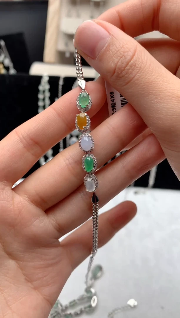 【闪购商品】翡翠手链银S925镶嵌3号