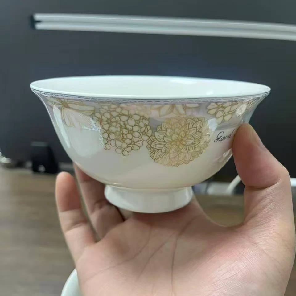 时光漫步4.5寸高脚米饭碗6个装景德镇高温陶瓷