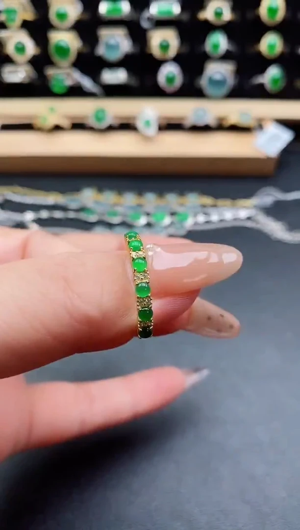 银S925镶嵌戒指翡翠1