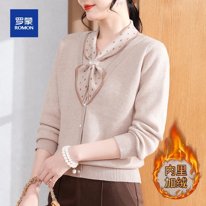 妈妈冬装针织衫上衣加绒加厚毛衣中老年人秋冬季减龄保暖打底小衫