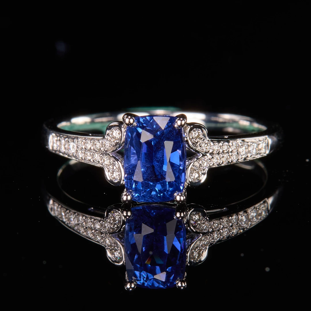 如苑珠宝18K金天然蓝宝石戒指1.64ct/皇家蓝/AIGS/无烧