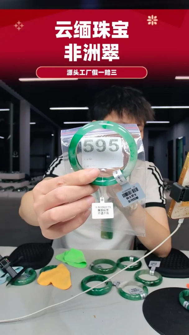 未镶嵌手镯石英质玉（非洲翠）62圈口595