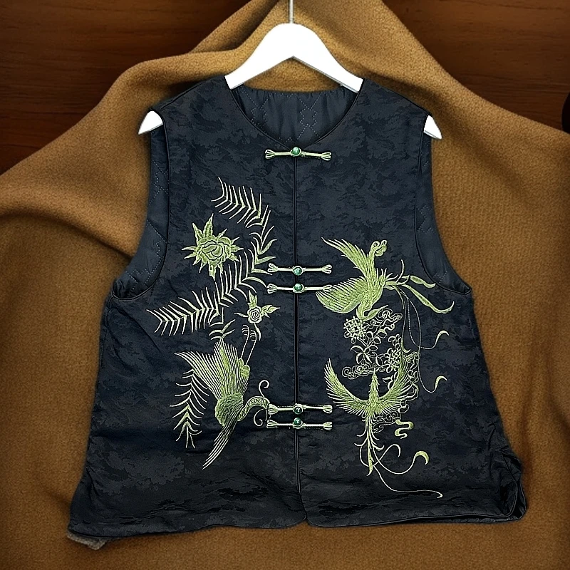 【凤凰戏牡丹】刺绣马夹阔太太气质上衣妈妈装马甲坎肩洋气母亲衣服