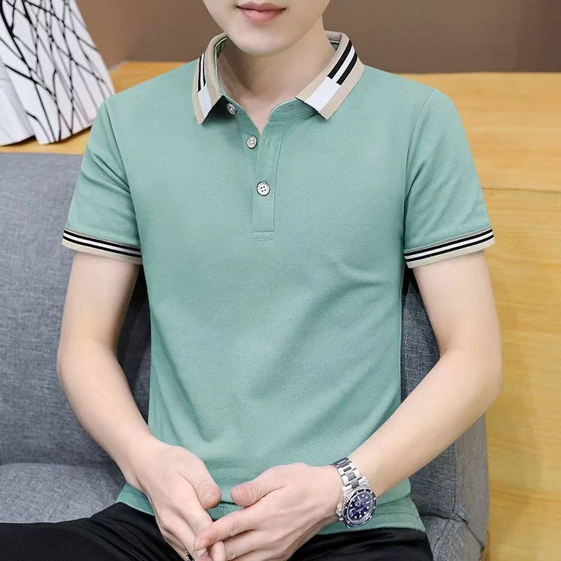 1号001-200男装polo休闲夏季纯色商务男士纯棉时尚百搭半袖纯色