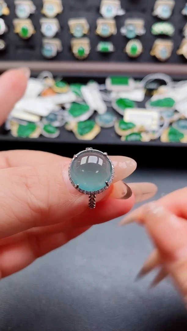 银S925镶嵌戒指翡翠1