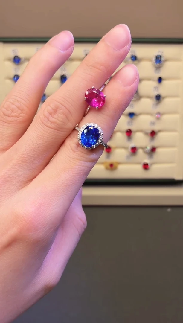 戒指蓝宝石银S925镶嵌00000