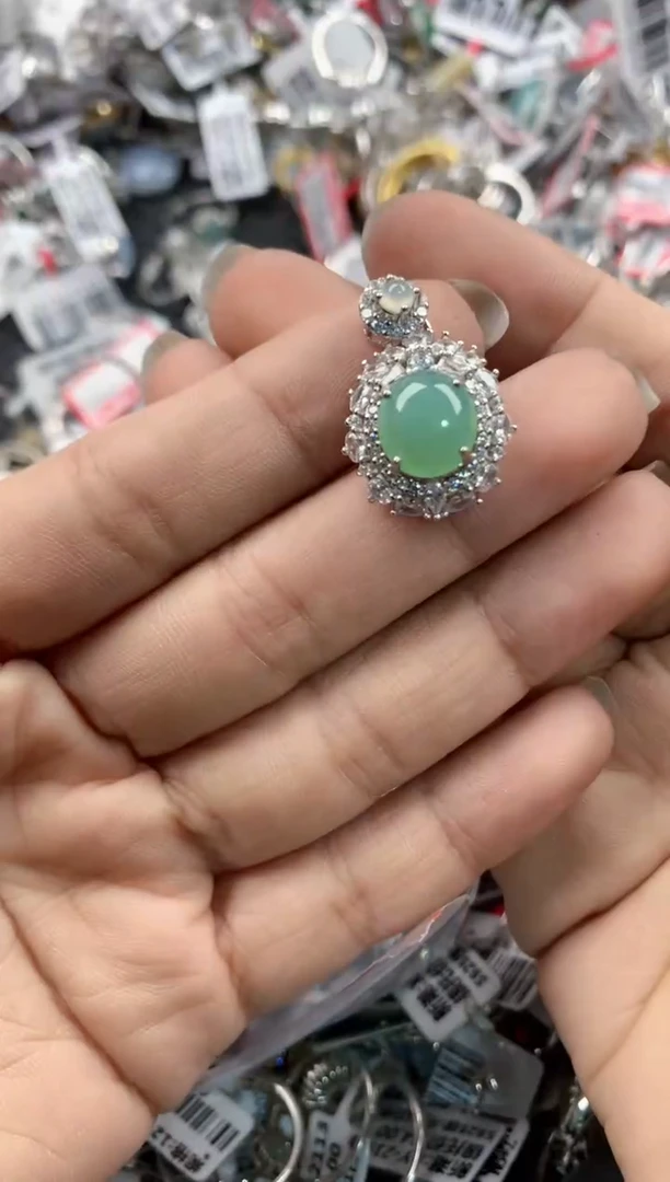 银S925镶嵌戒指翡翠16-16-16       4