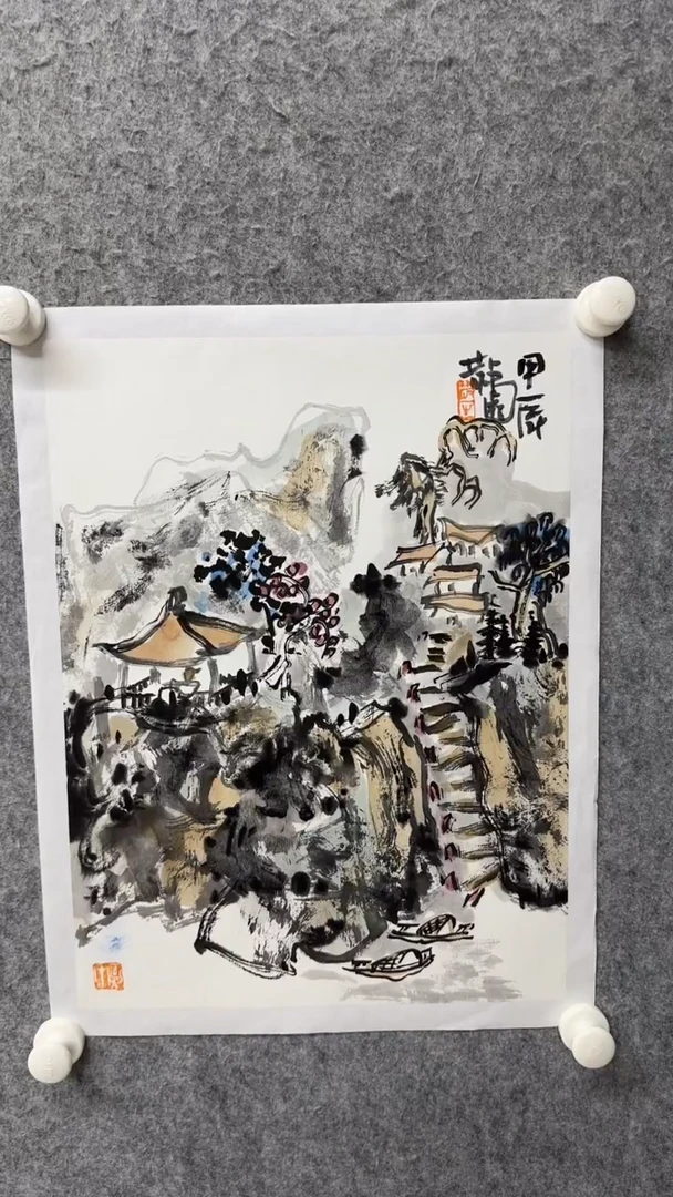 国画写意画山水画手绘