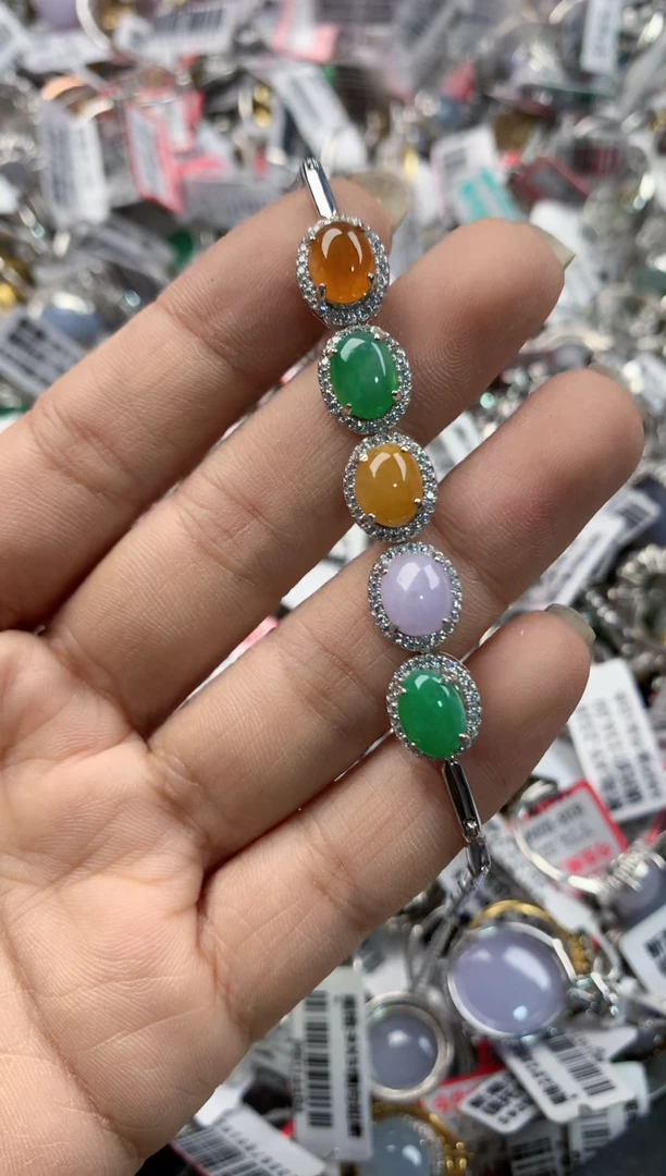 银S925镶嵌戒指翡翠666          4