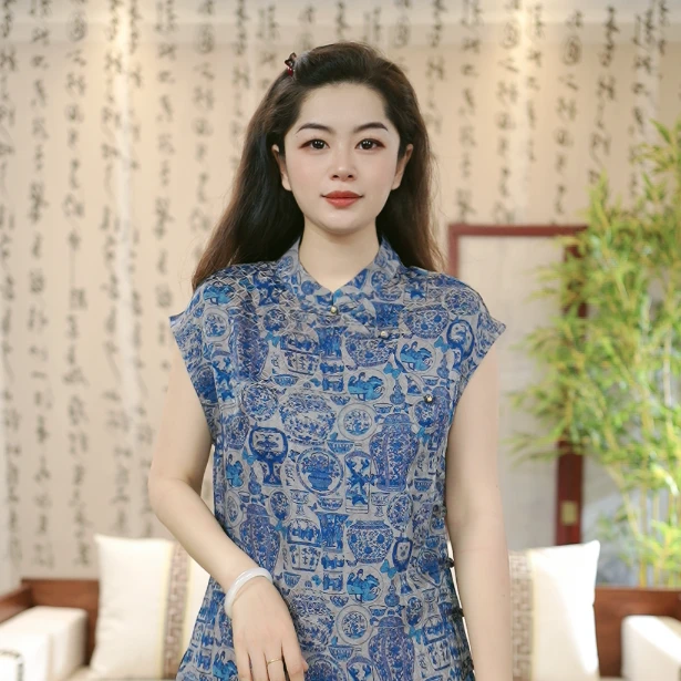 【清瑶--奥黛】新中式老钱风国风复古提花盘扣斜门襟上衣
