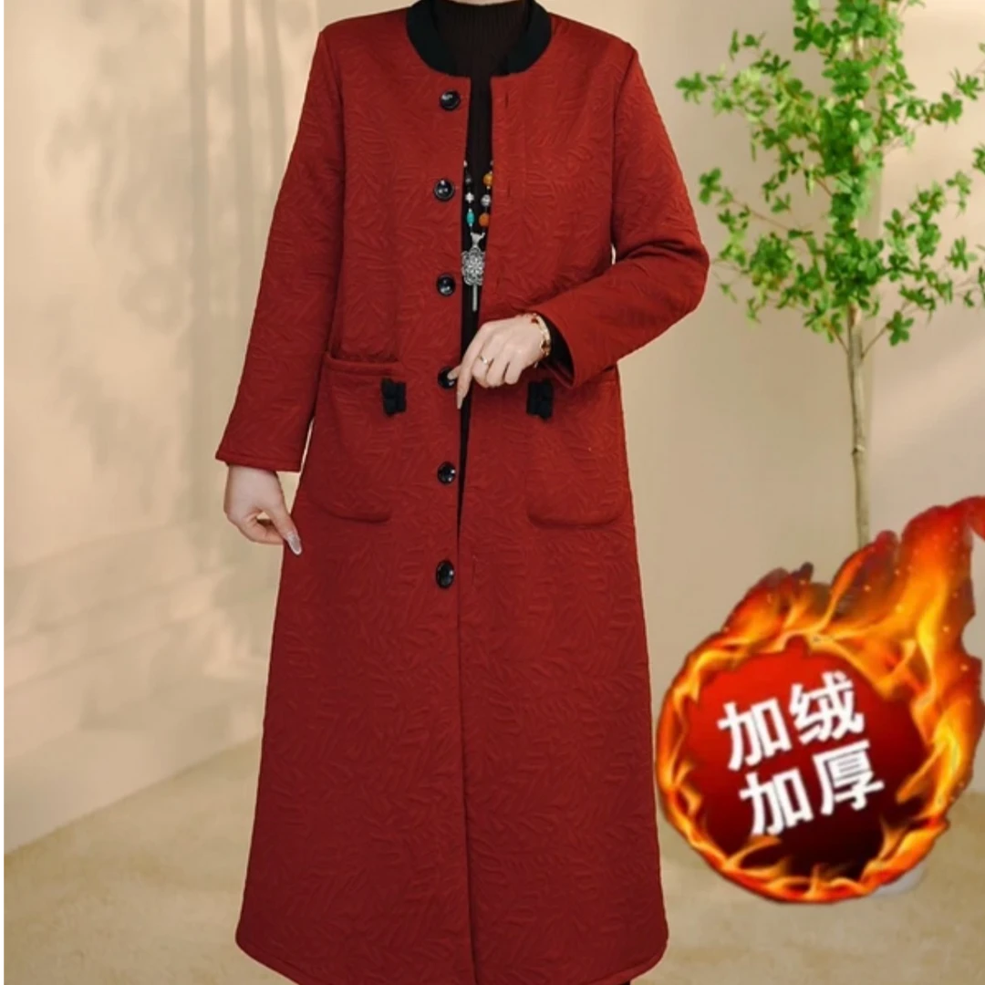 1115新款圆领双色显瘦气质外套时尚宽松百搭加厚加绒风衣外套