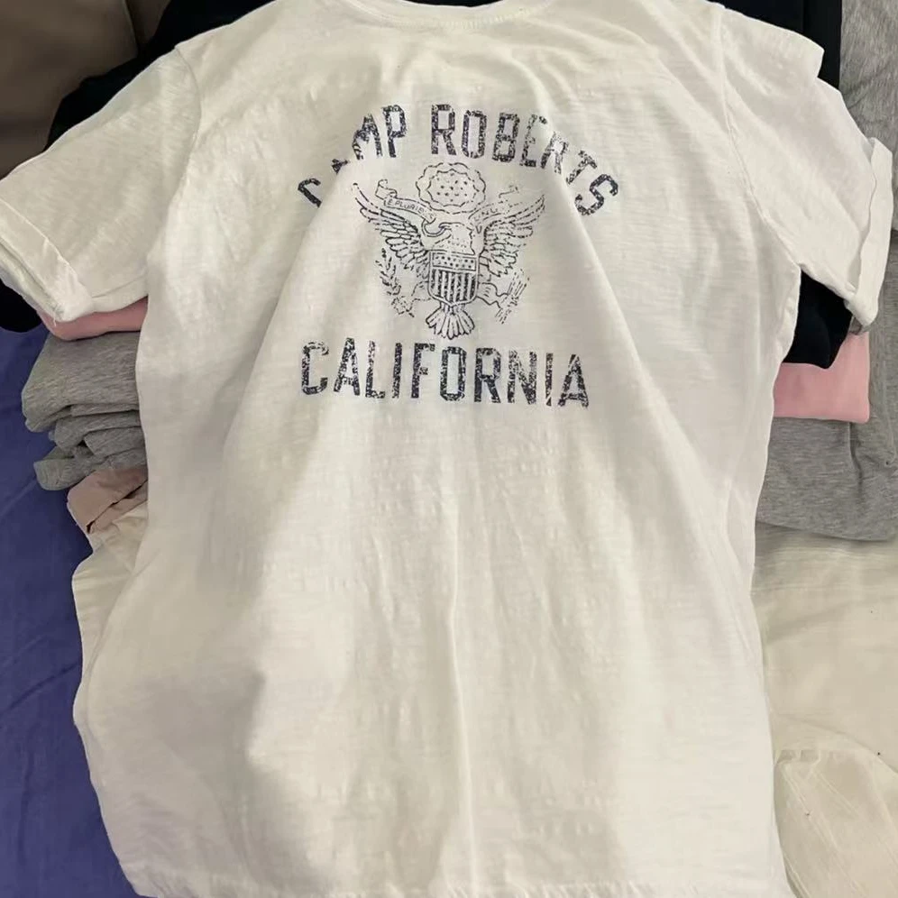 【NO退NO换】韩国东大门2025春款白色小鹰字母短袖T