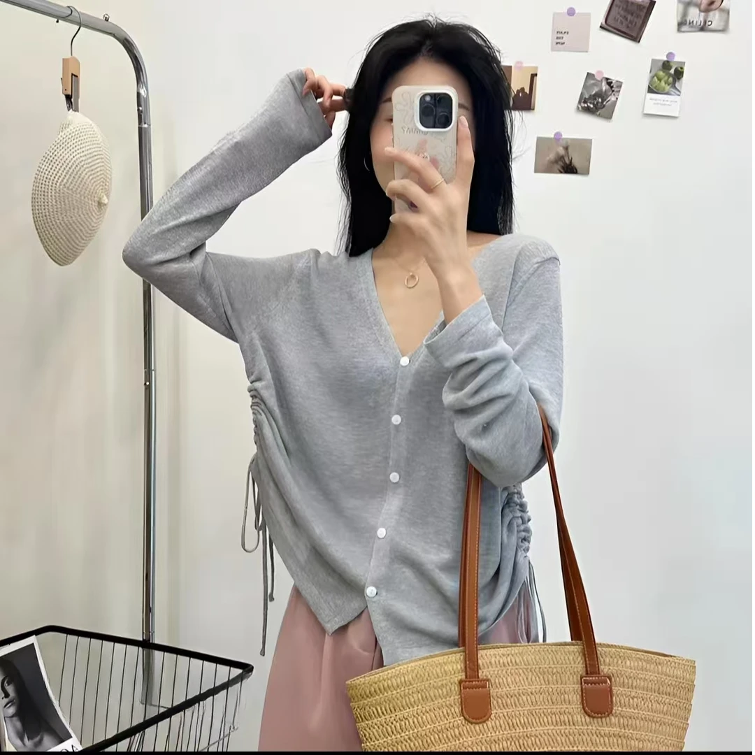 福利-韩版宽松针织防晒开衫薄款女夏披肩外搭长袖罩衫空调衫外套