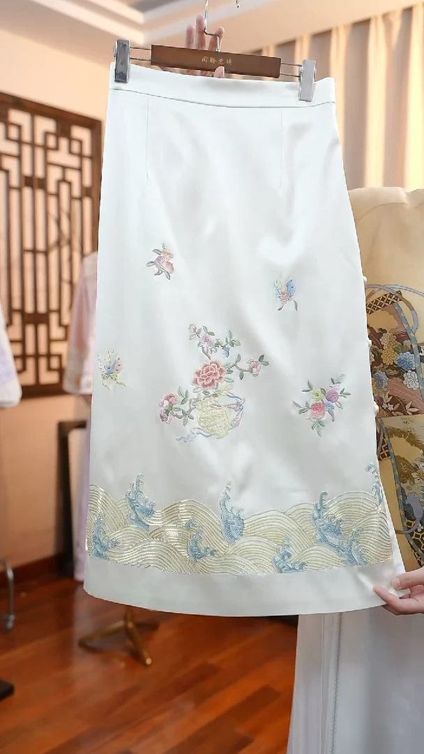 刺绣菡*抵扣900  海上生花半裙  3100桑蚕丝非遗苏绣服饰