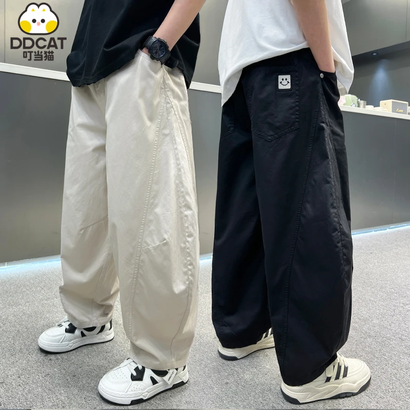 叮当猫男童休闲裤夏季薄款2025新款洋气中大童男孩宽松百搭防蚊裤