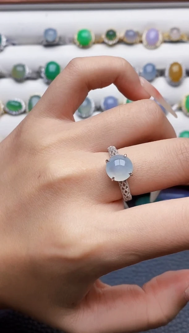 银S925镶嵌戒指翡翠3209