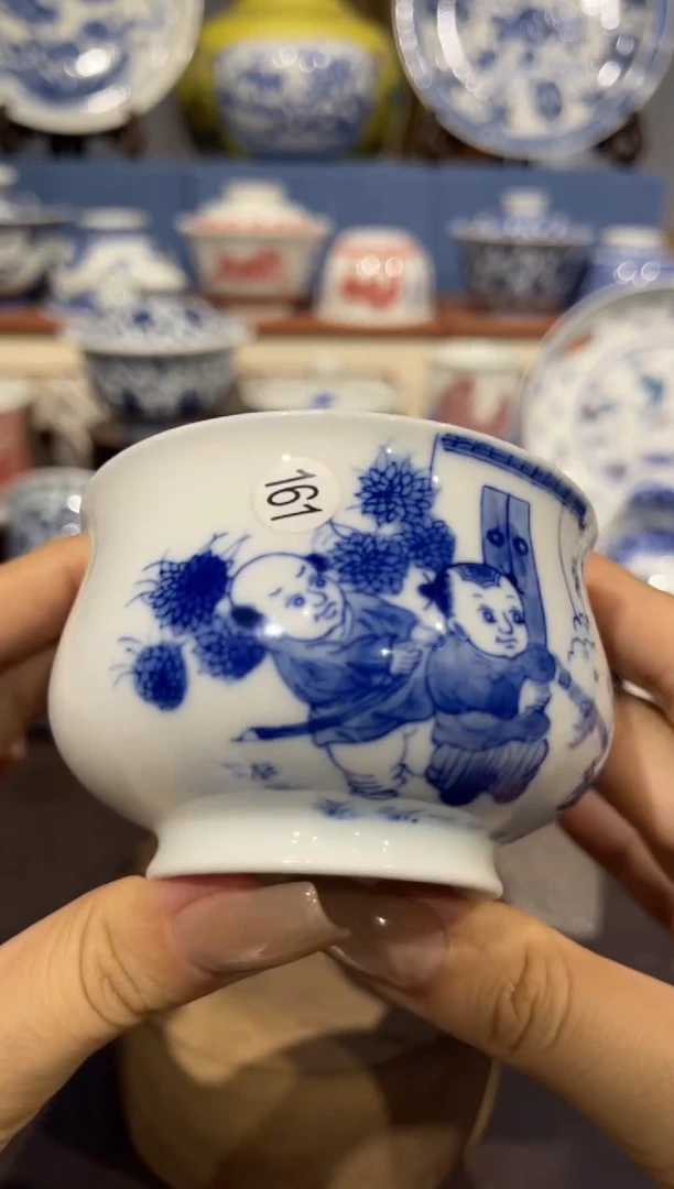 161青花童子人物单杯zj201