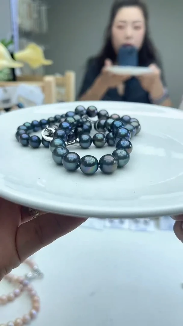 未镶嵌手链淡水珍珠孔雀绿手链