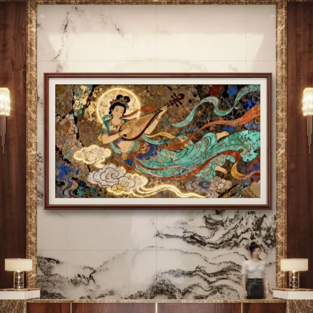 张俊龙原创画飞天仙女公司会议室茶室酒店书房办公室三国装饰版画